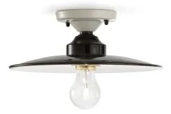 Ferroluce Deckenlampe Metall Keramik E27 Ø 25 cm Weiß Schwarz* Wohnzimmerlampen|Keramiklampen