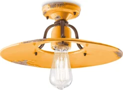 Ferroluce Deckenlampe Metall Keramik D: 40 cm rund E27 Vintage* Wohnzimmerlampen|Keramiklampen