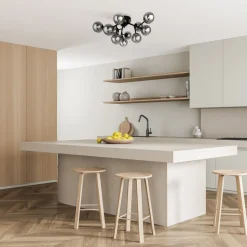 Maytoni Deckenlampe Metall Rauchglas B: 60 cm Schwarz G9 Modern* Deckenleuchten|Badezimmer Lampe