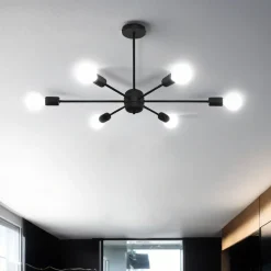 Sollux Deckenlampe Metall Retro 86,5 cm länglich 6-flammig