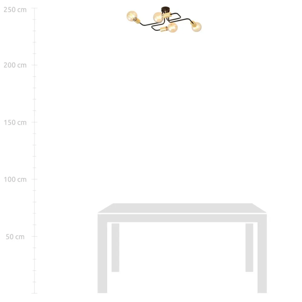 Best Emibig Deckenlampe Metall Schwarz Gold 4-flammig NIELS