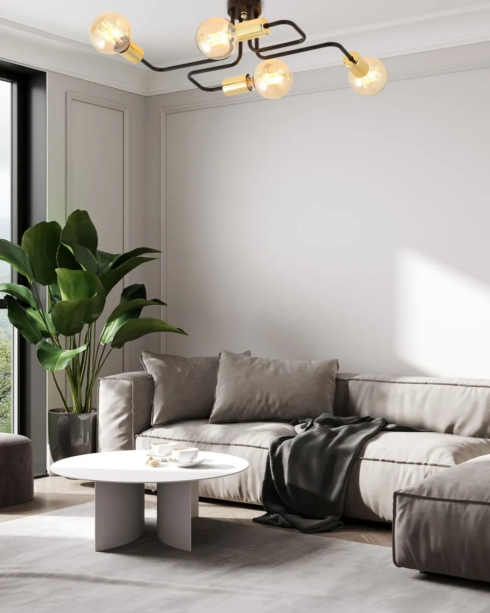 Best Emibig Deckenlampe Metall Schwarz Gold 4-flammig NIELS