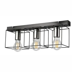 Clearance Lamkur Deckenlampe Metall Schwarz Chrom 50 cm lang 3-flammig E27