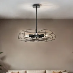 Online Easylight Deckenlampe Metall Schwarz Ø 56 cm 5x E27 Retro