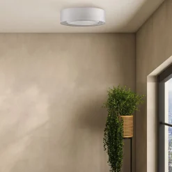 Maytoni Deckenlampe Metall Stoff rund Ø 52 cm Chrom Hellgrau* Deckenleuchten|Flurlampen