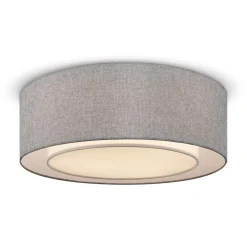 Maytoni Deckenlampe Metall Stoff E27 Ø 52 cm Chrom Grau rund