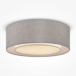 Maytoni Deckenlampe Metall Stoff E27 Ø 52 cm Chrom Grau rund