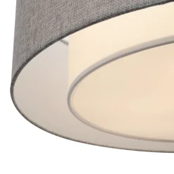 Maytoni Deckenlampe Metall Stoff E27 Ø 52 cm Chrom Grau rund