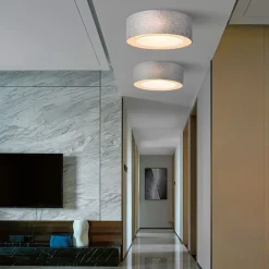 Maytoni Deckenlampe Metall Stoff E27 Ø 52 cm Chrom Grau rund