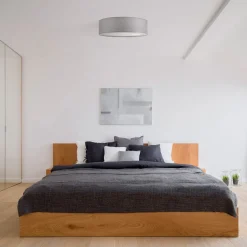 Maytoni Deckenlampe Metall Stoff E27 Ø 52 cm Chrom Grau rund