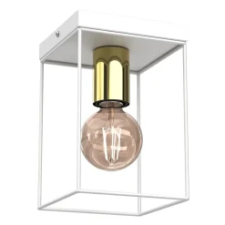 Clearance Luminex Deckenlampe Metall Weiß Gold B:14 cm E27 Industrial