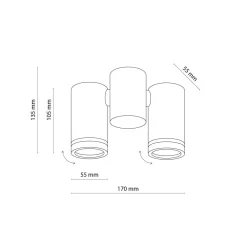 Outlet TK Lighting Deckenlampe Metall Weiß verstellbar L: 17 cm GU10 2-flammig