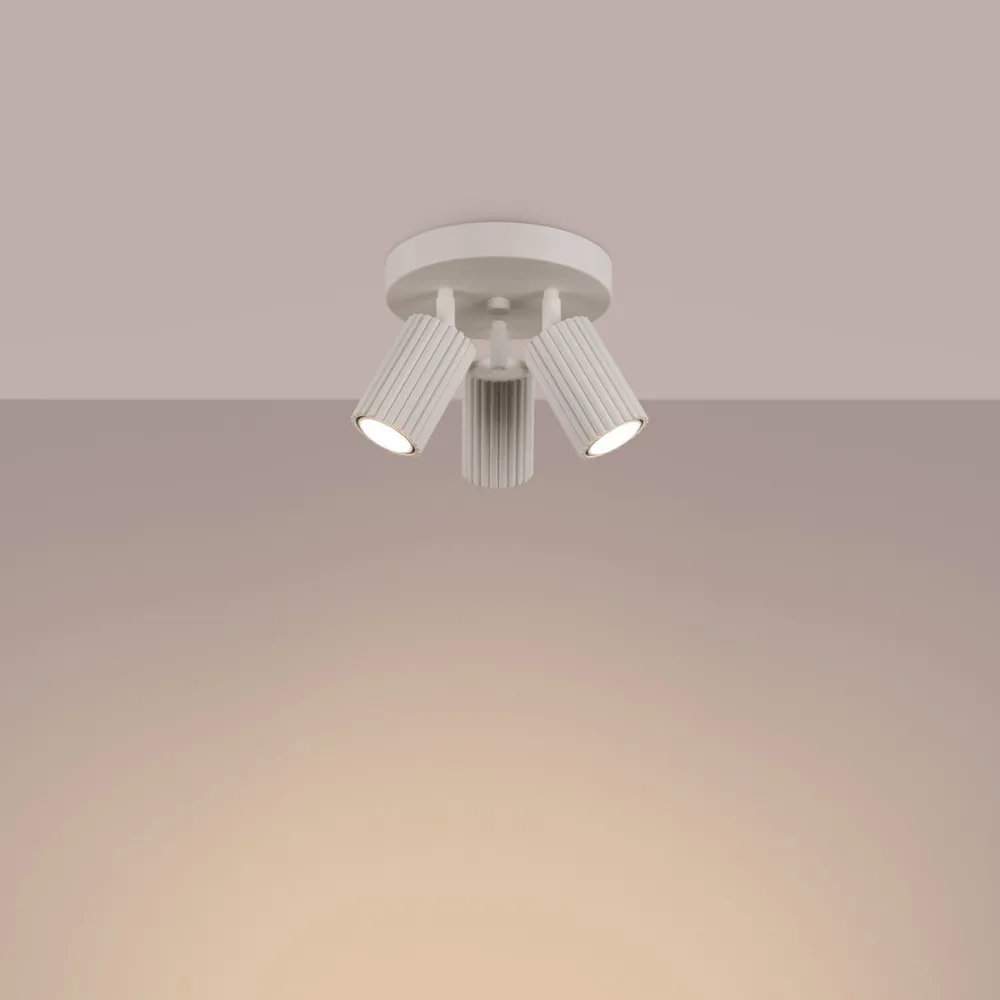 Sollux Deckenlampe Modern in Creme Ø 19,5 cm schwenkbar 3x GU10 Alu* Wohnzimmerlampen|Metall Lampen