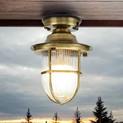 Lido Deckenlampe Outdoor Echt-Messing Glas IP54 Maritim* Metall Lampen|Messinglampen
