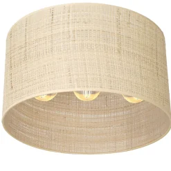 Hot Luminex Deckenlampe Rattan Metall Ø40 cm E27 Loft Schwarz Natur