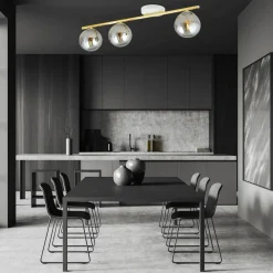 Emibig Deckenlampe Rauchglas Metall 80 cm 3-flammig E14* Deckenleuchten|Flurlampen