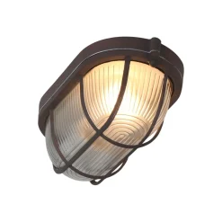 Steinhauer Deckenlampe Riffelglas Metall Braun L:21 cm Industrie* Deckenleuchten|Flurlampen
