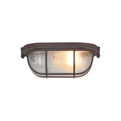Steinhauer Deckenlampe Riffelglas Metall Braun L:21 cm Industrie* Deckenleuchten|Flurlampen
