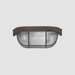 Steinhauer Deckenlampe Riffelglas Metall Braun L:21 cm Industrie* Deckenleuchten|Flurlampen