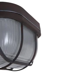 Steinhauer Deckenlampe Riffelglas Metall Braun L:21 cm Industrie* Deckenleuchten|Flurlampen