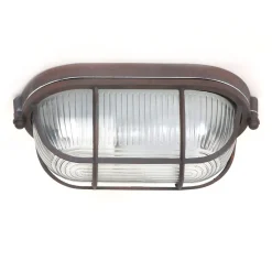 Steinhauer Deckenlampe Riffelglas Metall Braun L:21 cm Industrie* Deckenleuchten|Flurlampen