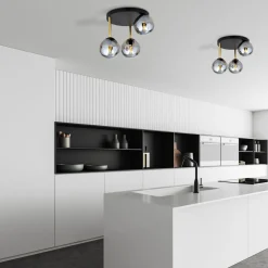 Emibig Deckenlampe rund Ø 40 cm E14 Schwarz Grau Gold Glas Metall* Deckenleuchten|Bürolampen