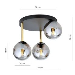 Emibig Deckenlampe rund Ø 40 cm E14 Schwarz Grau Gold Glas Metall* Deckenleuchten|Bürolampen