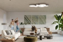 Sollux Deckenlampe rund Ø 55 cm Grau 4x E27 blendarm ATISS* Deckenleuchten|Flurlampen