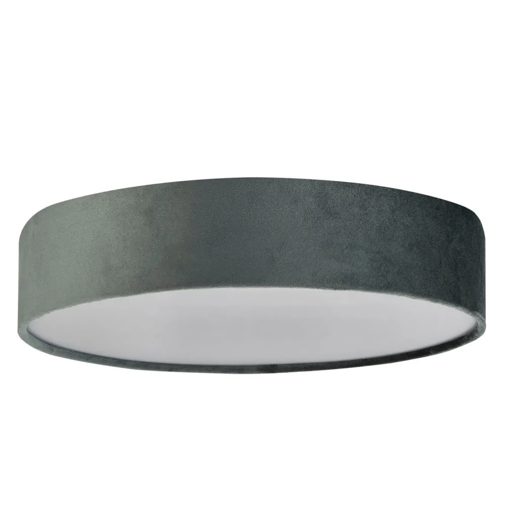 Searchlight Deckenlampe rund Ø 50 cm H: 10 cm Grau Samt Schirm 3x E27* Deckenleuchten|Flurlampen