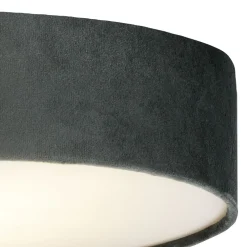 Searchlight Deckenlampe rund Ø 50 cm H: 10 cm Grau Samt Schirm 3x E27* Deckenleuchten|Flurlampen