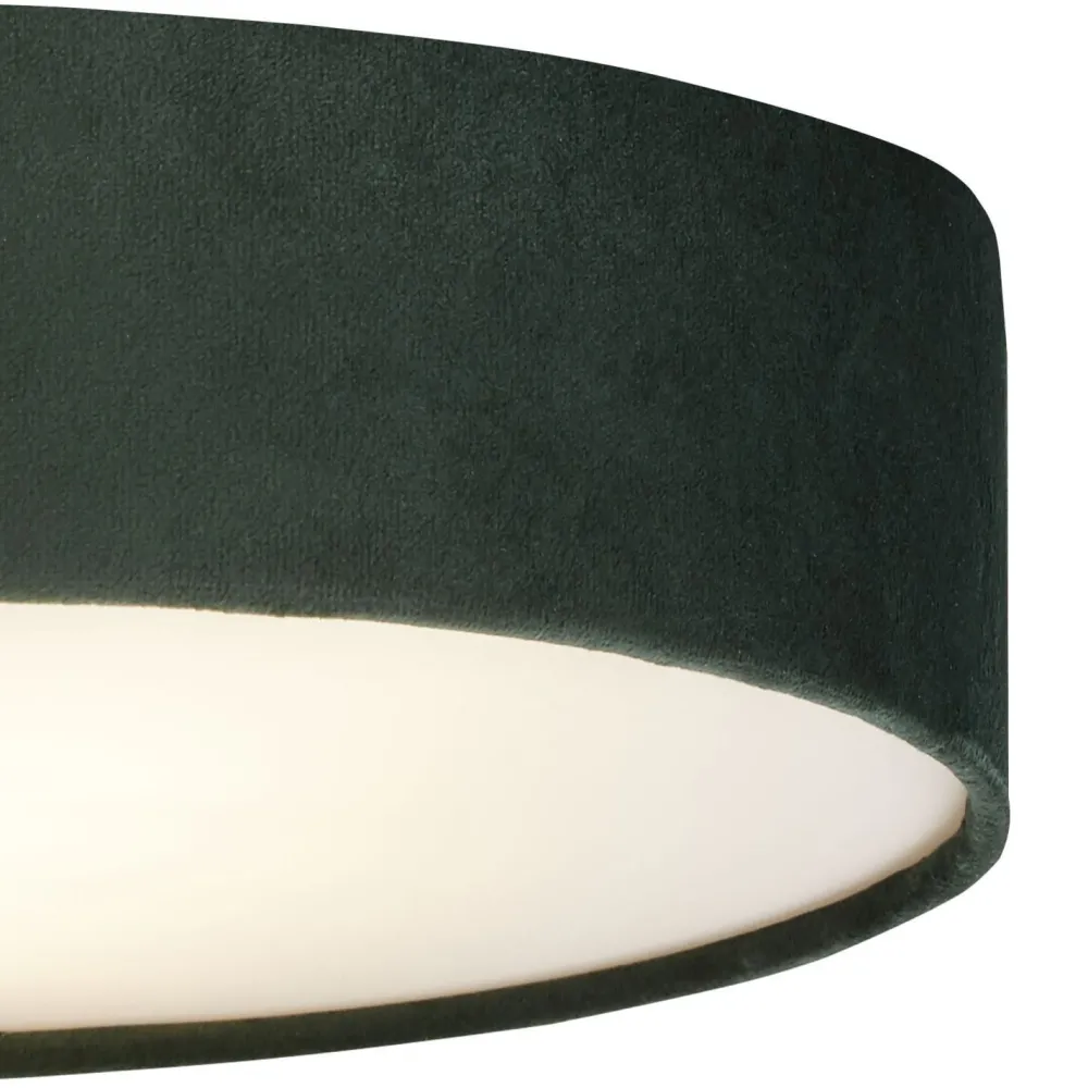 Searchlight Deckenlampe rund Ø 38 cm H: 10 cm Samt Schirm Grün 2x E27* Wohnzimmerlampen|Schlafzimmer Lampen
