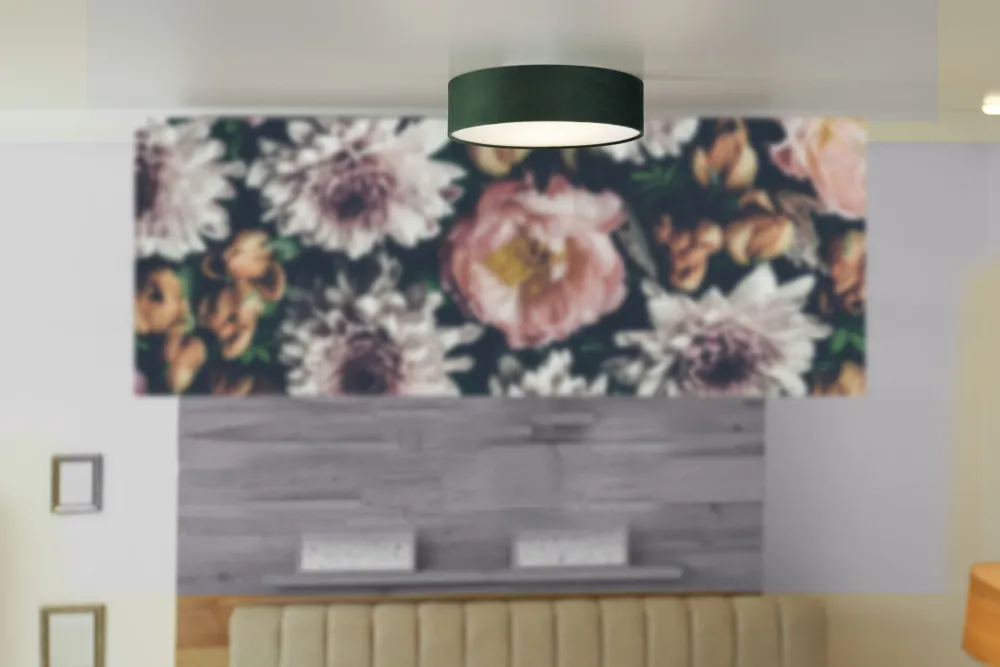 Searchlight Deckenlampe rund Ø 38 cm H: 10 cm Samt Schirm Grün 2x E27* Wohnzimmerlampen|Schlafzimmer Lampen