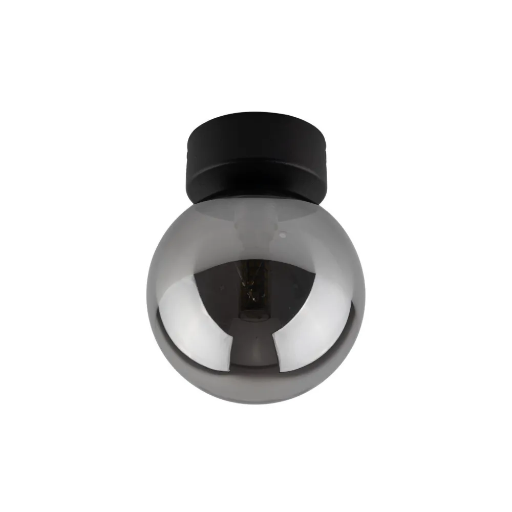 TK Lighting Deckenlampe rund Ø 12 cm H: 15 cm klein Rauchglas G9 Kugel* Glaslampen|Metall Lampen