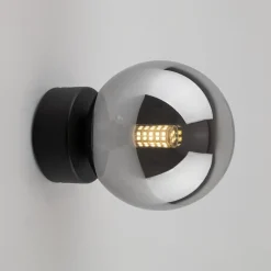 TK Lighting Deckenlampe rund Ø 12 cm H: 15 cm klein Rauchglas G9 Kugel* Glaslampen|Metall Lampen