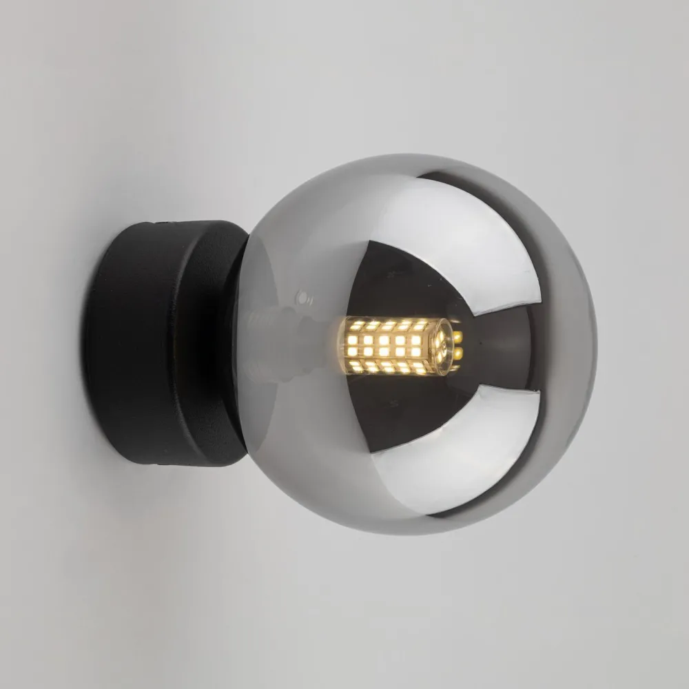 TK Lighting Deckenlampe rund Ø 12 cm H: 15 cm klein Rauchglas G9 Kugel* Glaslampen|Metall Lampen