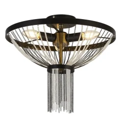 Sale Searchlight Deckenlampe rund Ø 40 cm Schwarz Kettel Metall Acryl Kristall