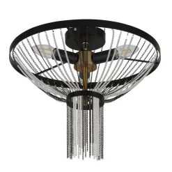 Sale Searchlight Deckenlampe rund Ø 40 cm Schwarz Kettel Metall Acryl Kristall