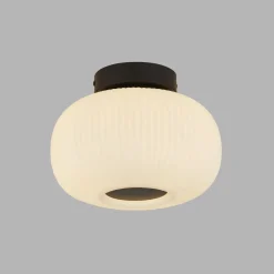 Hot Searchlight Deckenlampe rund Ø 24 cm Schwarz Weiß Glas Metall E27