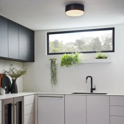 Online Elstead Deckenlampe rund Ø 30,5 cm Schwarz Weiß Metall Glas 2x E27