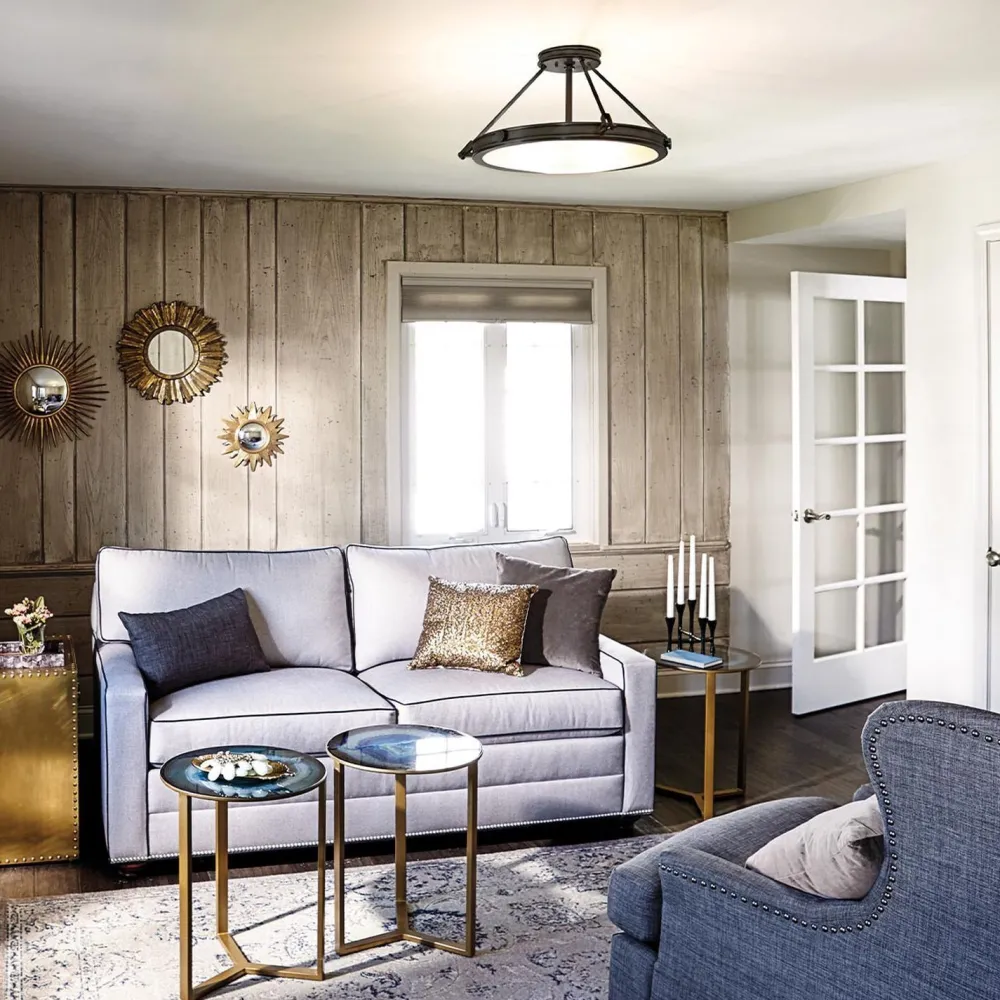 Outlet Elstead Deckenlampe rund Ø 55,8 cm Schwarz Weiß 4x E14 Metall Glas