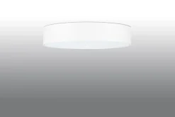 Best Sollux Deckenlampe rund Ø 50 cm Weiß Stoff Glas blendarm 5x E27
