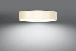 Best Sollux Deckenlampe rund Ø 50 cm Weiß Stoff Glas blendarm 5x E27