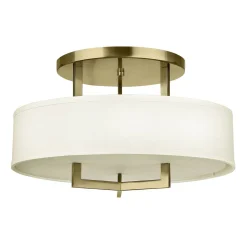 Sale Elstead Deckenlampe rund Ø 50,8 cm 3x E27 Metall Stoff in Messing Weiß