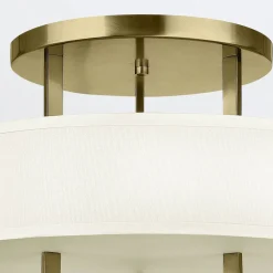 Sale Elstead Deckenlampe rund Ø 50,8 cm 3x E27 Metall Stoff in Messing Weiß