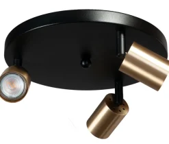 Outlet Masterlight Deckenlampe rund Ø35cm 3-flammig Metall Schwarz Gold
