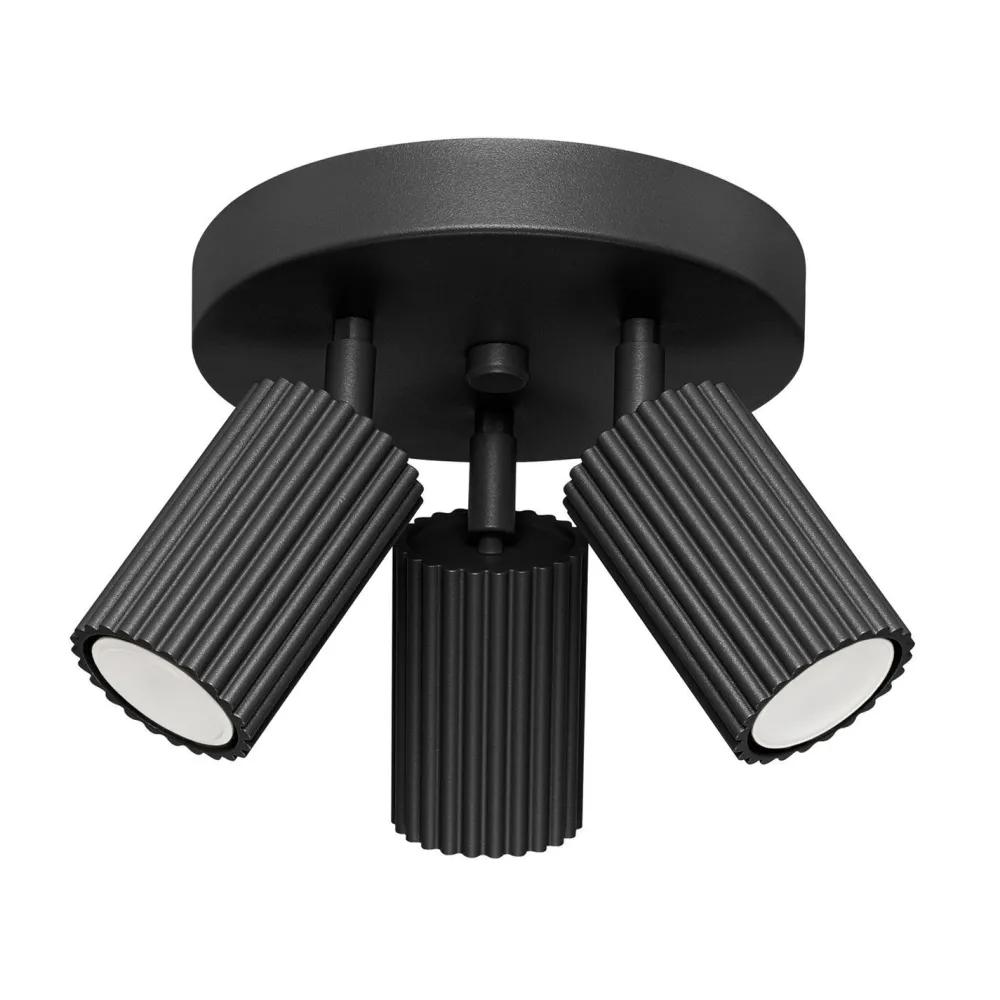 Sollux Deckenlampe rund 3-flammig GU10 Schwarz Ø 19,5 cm klein Modern* Flurlampen|Wohnzimmerlampen