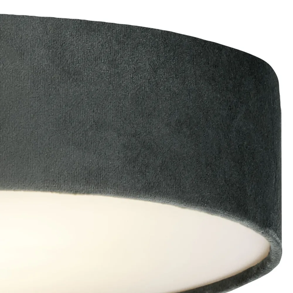 Searchlight Deckenlampe Samt Schirm rund Ø 38 cm klein Grau 2x E27