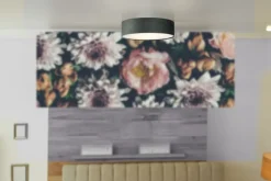 Searchlight Deckenlampe Samt Schirm rund Ø 38 cm klein Grau 2x E27