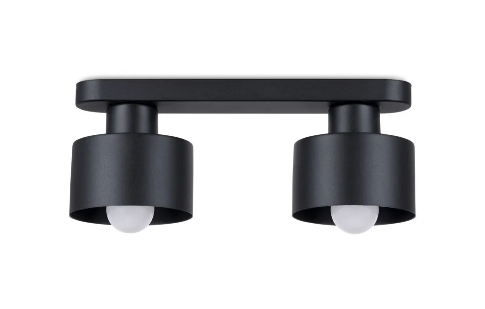 Sollux Deckenlampe Schwarz 34 cm lang Metall 2-flammig E27* Deckenleuchten|Flurlampen
