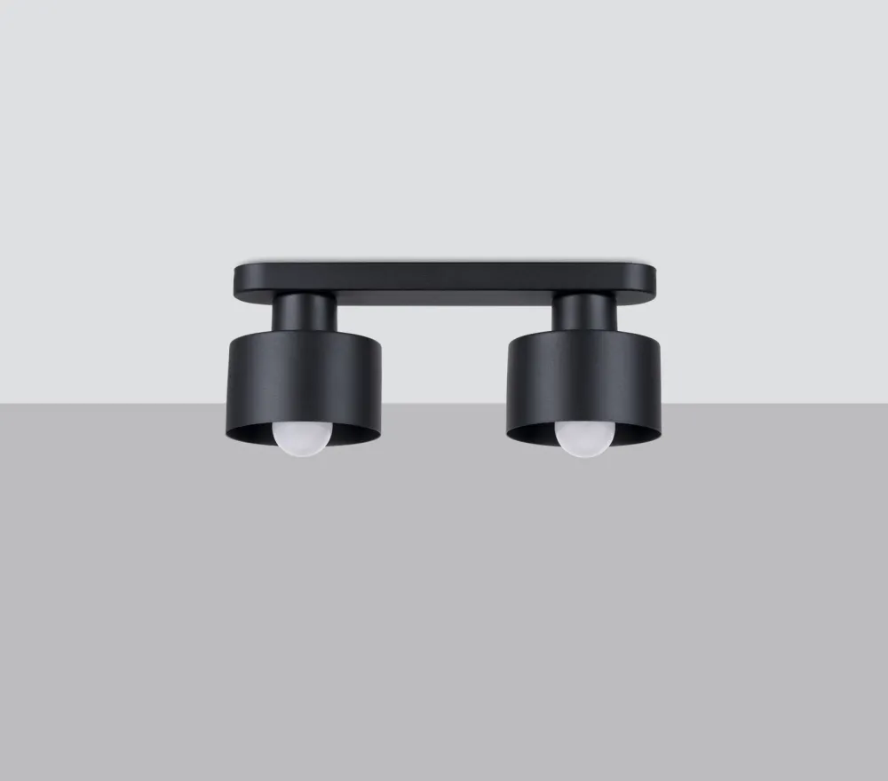Sollux Deckenlampe Schwarz 34 cm lang Metall 2-flammig E27* Deckenleuchten|Flurlampen